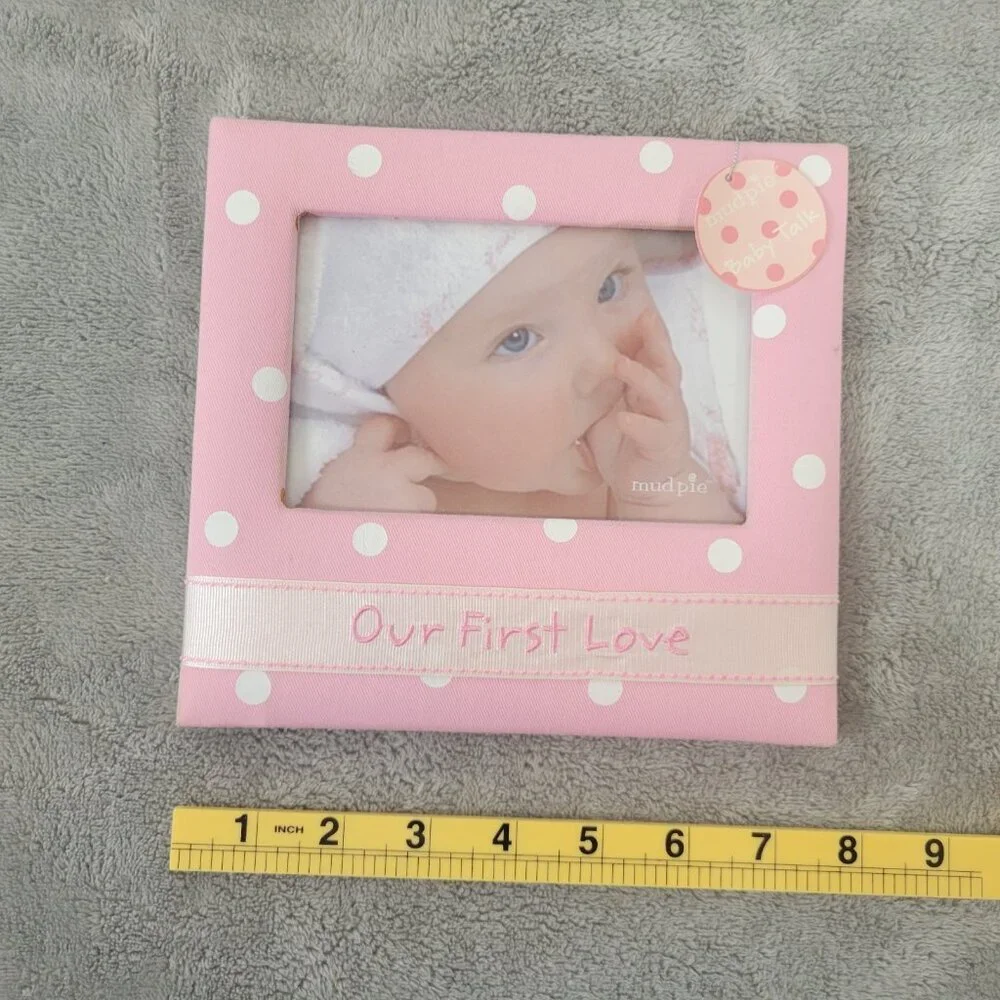 Mud Pie Baby Talk Pink Cloth Photo Frame 4x6 Girl Nursery Decor Baby Shower S96E